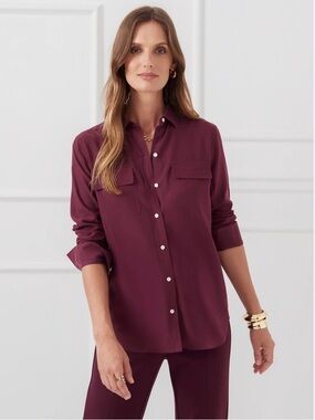 LOFT Women's Button-Down Shirt in Deep Plum